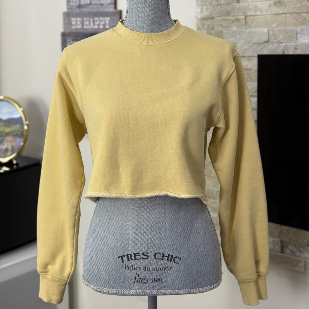 TNA Cozy AF Fleece Cropped Sweatshirt | Pastel Yellow | 2Extra Small